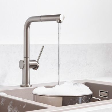 Змішувач Hansgrohe Talis M54 270 1jet кухонний з витяжним виливом 72808800 Stainless Steel, Нержавіюча сталь