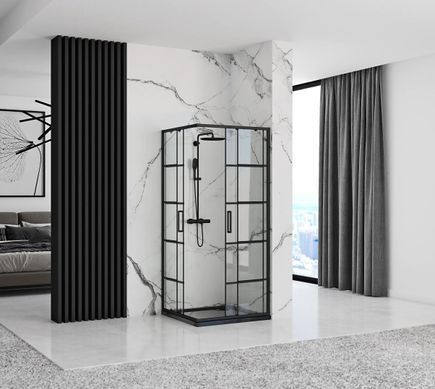 Душевая кабина Rea Concept 80x80 black REA-K5479, Черный, Универсальная, прозрачный
