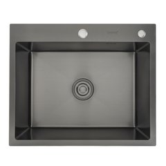 Кухонная мойка Gappo GS6050-6 накладная 600x500 мм, нержавеющая сталь, поверхность PVD, Черный