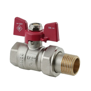 Кран с американкой Nolf Classic NFC.921-06-1/2" FM ГШМ, ручка "бабочка" красная NF3150