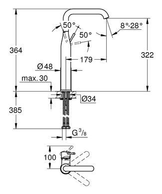 Змішувач для умивальника XL-Size Grohe Essence 24170GN1, Золотий