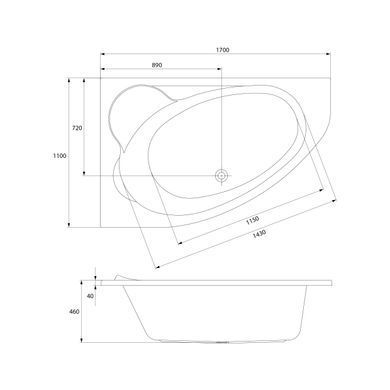 Ванна акриловая Cersanit 170x110 Kaliope правая S301-115