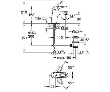 Змішувач для умивальника Grohe Eurostyle 33558LS3, Білий