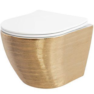 Подвесной унитаз Rea Carlo Flat brush gold REA-C6942, Золотой