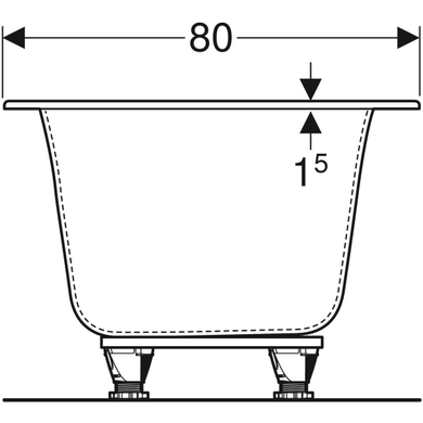 Ванна акриловая Geberit Soana Duo 180x80 554.004.01.1 + ножки, Белый