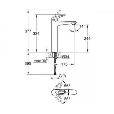 Змішувач для раковини Grohe Eurostyle 23570LS3, Білий