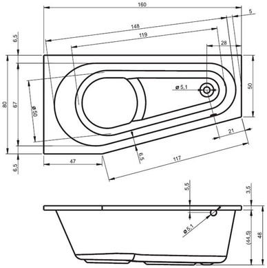 Ванна акриловая Riho Delta 160x80 левая BB8300500000000