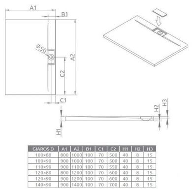 Душовий піддон Radaway Giaros D 140 х 90 MKGD1490-03