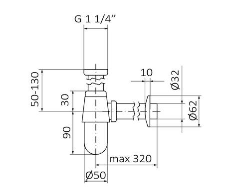 Сифон для умывальника GRB 00030001, Хром