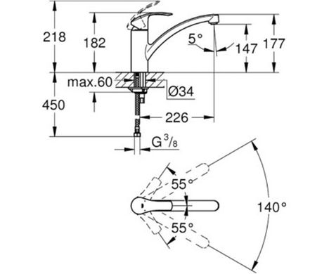 Смеситель кухонный Grohe Eurosmart 33281002, Хром