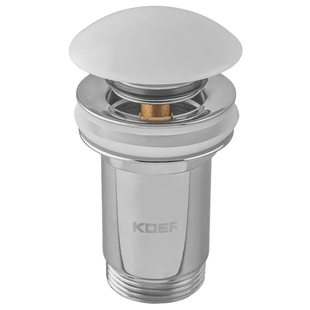 Донный клапан для раковины Koer PW-07-11 1 1/4'' с переливом автоматический Сlick-Сlack (Белая керамическая накладка) KR5784