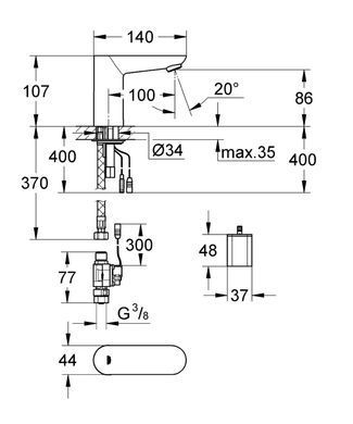 Кран для умывальника Grohe Euroeco Cosmopolitan E 36271000, Хром