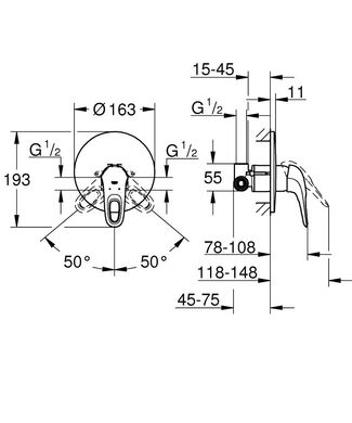 Змішувач прихованого монтажу Grohe Eurostyle 33635003, Хром