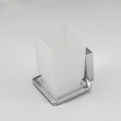 Склянка для щіток Frap F1806, дві накладки, білий/хром, Хром