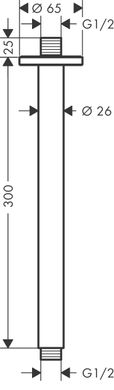 Кронштейн для верхнього душу Hansgrohe зі стелі Vernis Blend 300 мм Matt Black 27805670, Чорний матовий