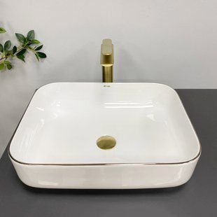 Умывальник VBI Palermo white rose gold Edge накладной VBI-012307, Золотой