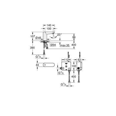 Монокран Grohe сенсорный, 6V Euroeco Cosmopolitan E 36384000, Хром