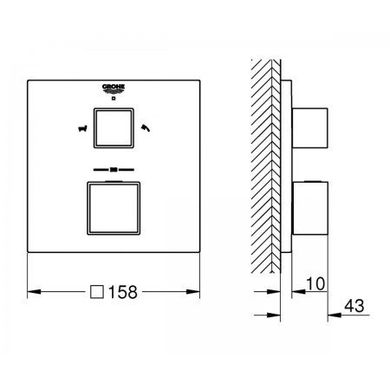 Термостат скрытого монтажа Grohe Grohtherm Cube 24155000, Хром