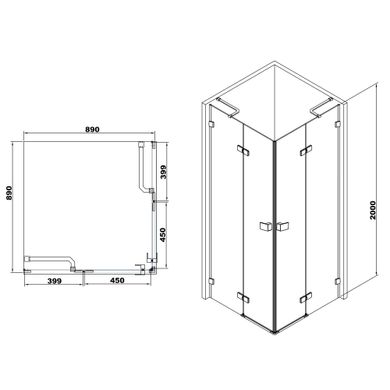 Душевая кабина Volle De la Noche 90x90 без поддона 10-40-194black, Черный, прозрачный, черный