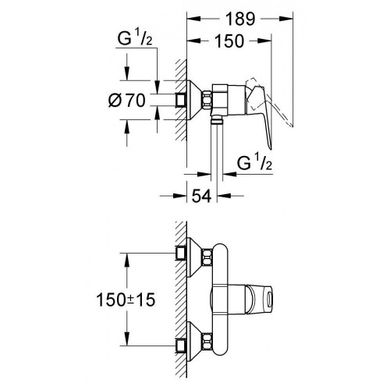 Смеситель для душа Grohe Bau Loop 23340000, Хром