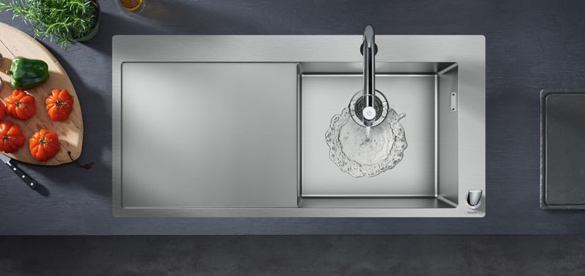 Змішувач Hansgrohe Metris Select 200 кухонний з витяжним виливом на 2 отвори Sbox 73804000, Хром