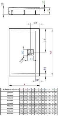 Душовий піддон Radaway Argos D 90x80 з ніжками 4ADN89-02