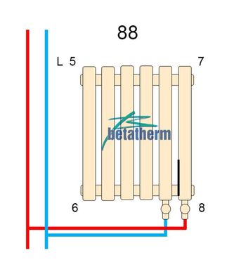 Дизайнерский радиатор трубчатый Betatherm Quantum 2 H-500 мм, L-1005 мм, нижнее подключение BQ 2050/25 9016M 88, Белый матовый