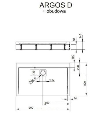 Душевой поддон Radaway Argos D 90x80 с ножками 4ADN89-02