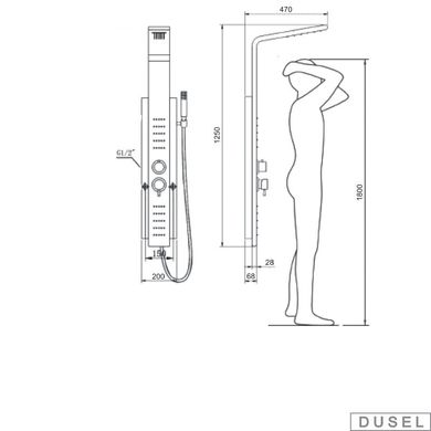 Душова панель Dusel DU7877A-00 278771, Хром