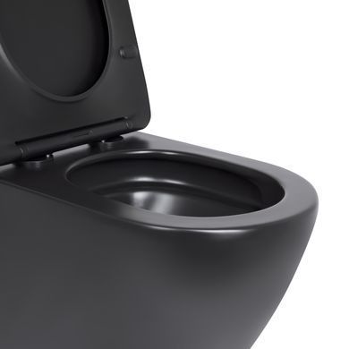 Унітаз підвісний Qtap Robin New Ultra Quiet безобідковий з сидінням Soft-close Black matt QT13332381АSMB, Чорний матовий