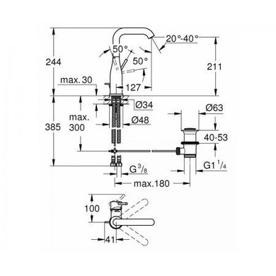 Смеситель для раковины Grohe Essence New 32628AL1, Графит