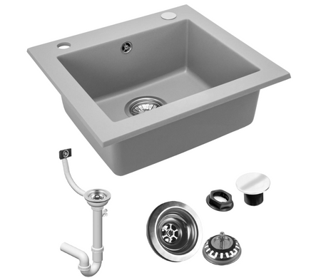 Кухонна мийка гранітна Rea West grey ZLE-00122, Сірий