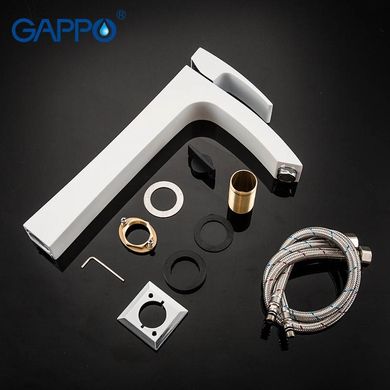 G1007-18 Змішувач для умивальника високий гайка білий/хром Ø35 Gappo Jacob 1/8, Білий