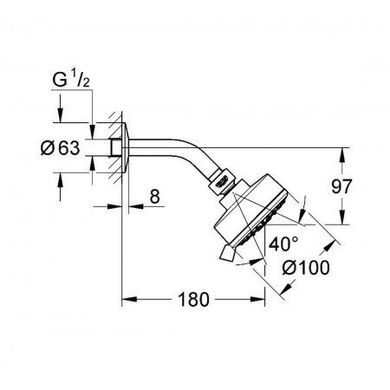 Верхний душ Grohe Tempesta Cosmopolitan 26090001, Хром