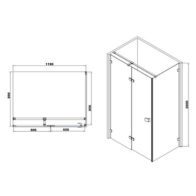 Душова кабіна Volle De la Noche 120x80 без піддону 10-40-195L-black