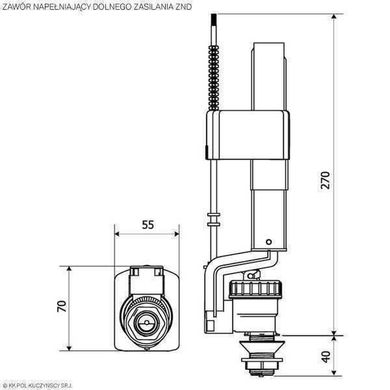 Клапан заповнення K.K.POL ZND/110- 1/2″ МО, нижн. латунь, Хром