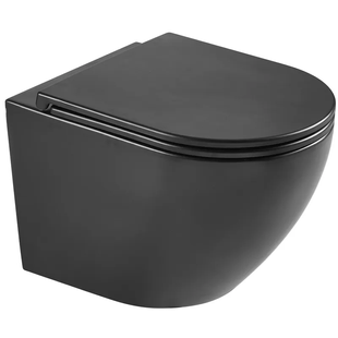 Унітаз підвісний Mixxus Premium Ellipse-0303-R Black 520x365x360 мм, Rimless MP6464, Чорний матовий