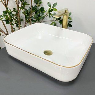Умывальник VBI Palermo white gold Edge накладной VBI-012308, Золотой