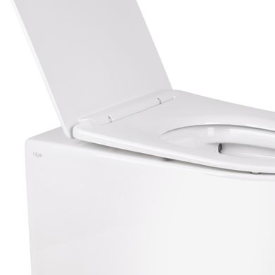 Унитаз напольный приставной Qtap Swan безободковый с сиденьем Soft-close QT16223178W, Белый