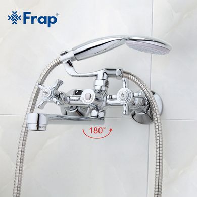 Смеситель буксового для ванны длинный гусак переключатель шаровый Frap 1/10 F2224, Хром