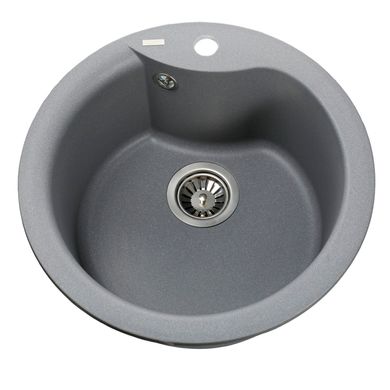 Кухонна мийка гранітна Globus Lux Orta сірий металік 485мм-А0003, Сірий
