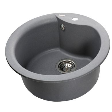 Кухонна мийка гранітна Globus Lux Orta сірий металік 485мм-А0003, Сірий