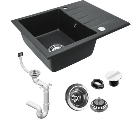 Кухонна мийка гранітна Rea North black плямиста ZLE-00125, Чорний