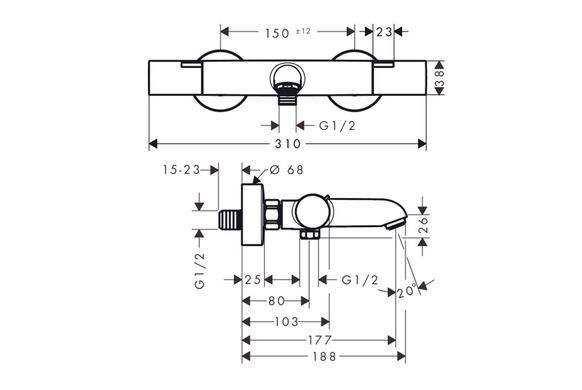 Термостат для ванны Hansgrohe Ecostat Element chrome 13347000