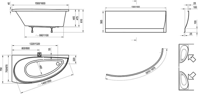 Ванна акриловая Ravak Avocado 160x75 левая CQ01000000