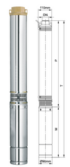 Насос глубинный центробежный 0,55кВт Н84(60)м - Q45(30) л/мин 40 м кабеля Aquatica 777403 Ø75