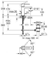 Смеситель для умывальника Grohe Plus 32612003, Хром