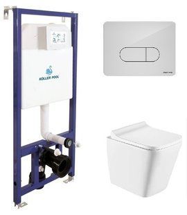 Комплект инсталляция Koller Pool Dune 1200SL с клавишей Orion Cosmo White + подвесной унитаз Koller Pool Trend