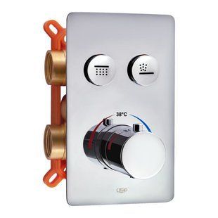 Термостат скрытого монтажа Qtap Votice 6442T105NKC на два потребителя, Хром