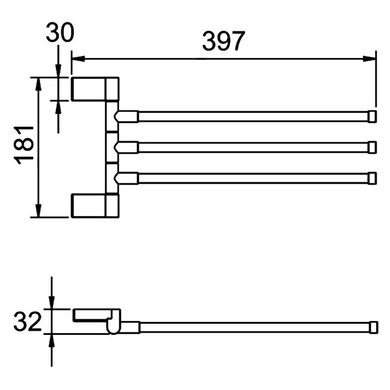 Полотенцедержатель поворотный тройной Frap F1813 с 2-мя накладками, 397 мм, белый/хром, Хром
